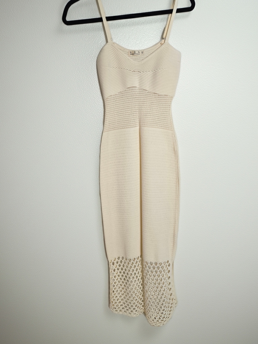 NBD x Revolve Cozette Crochet Knit Maxi Dress In Cream. Peekaboo Waist Women's S